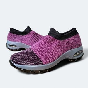 NEW Hyper Purple Black Comfy Memory Foam Slip On Sneakers Size 9